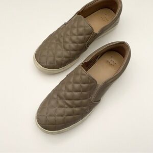 A New Day Taupe Quilted Faux Leather Slip On Shoes Size 7